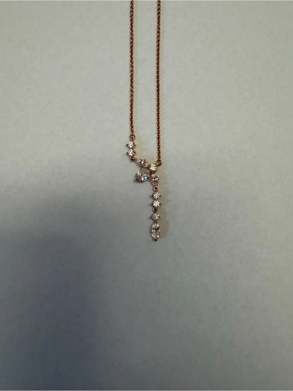 Pandora Rose Gold Drop Necklace with Clear Stones - Picture 2 of 4